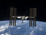 International Space Station Backdropped by Earth's Horizon