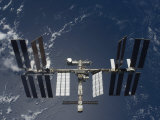 International Space Station  Backdropped by a Blue and White Earth