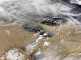 Dust Blows Off the Coast of Libya Heading over the Mediterranean Sea