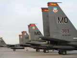 US Air Force F-15E Strike Eagles Taxi in after Arriving to Nellis Air Force Base  Nevada