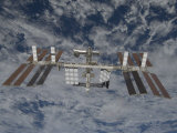 International Space Station  Backdropped by a Blue and White Earth