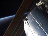 Portion of the International Space Station's Columbus Laboratory and Solar Array Panels