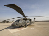 UH-60 Blackhawk Medivac Helicopter Sits on the Flight Deck at Camp Warhorse