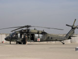 UH-60 Blackhawk Medivac Helicopter Refuels at Camp Warhorse after a Mission