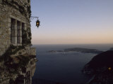 Twilight View of Small Islands and Hilly Shoreline of Eze  France