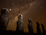 On Easter Island  Mysterious Statues Stand Beneath a Starry Sky  Easter Island