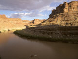 Whitewater Raft Floats Through a Flat Section of the Colorado River