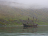 Old Derelict Whaling Ship Rusting Away Off Shore  South Georgia Island  Antarctica