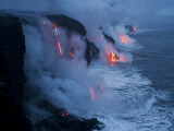 Lava Flows into the Ocean  Hawaii Volcanoes National Park  Hawaii