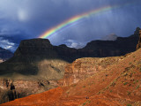 Hikers and Rainbow Kaibab Trail  Grand Canyon National Park
