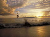 Skimboarder Flips Head over Heels Off a Wave  Makena Beach  Maui Island  Hawaiian Islands