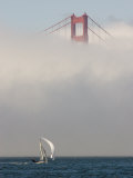 International 14 Skiff Sails under the Golden Gate Bridge  San Francisco Bay  California