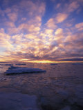 Ice and Dramatic Cloud-Filled Sky at Twilight  Eclipse Sound  Norhtwest Territories  Canada