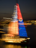 Time Exposure of a Holiday Lights Sailboat Parade  Lewes  Delaware