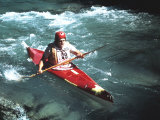 Kayaker  During a Race  in a Mountain Stream