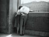 Love in Florence  Young Couple in an Affectionate Embrace on the Lungamo  Florence