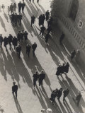 View from Above of a Street Crowded with Passersby