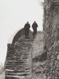 Monks Go Up a Stairway in Stone