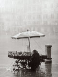 Old Woman Selling Fruit in the Square Whilst it Rains