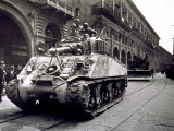 Piazza Maggiore During Liberation  Crowd Watches the Passage of Polish Troops and Tanks  Bologna