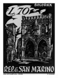 Billboard Advertising a Stamp Depicting a Palace in Bologna