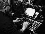 Worker at His Typewriter in Newspaper Printing Facility of the Daily Il Resto Del Carlino  Bologna
