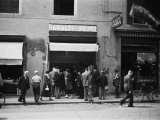 Few Clients at the Entrance of the Baraldi Fish Shop  in Via Orefici  Bologna