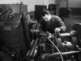 Worker at Work in the SAMP Mechanical Factory in Bologna  Producer of Precision Mechanisms