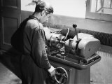 Worker at Work in the SAMP Mechanical Factory in Bologna  Producer of Precision Mechanisms