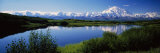 Mount McKinley and Alaska Range  Lake Reflection  Green Hills  Denali National Park  Alaska  USA