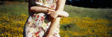 View of a Girl Hugging Her Mother in a Field  Marin County  California  USA