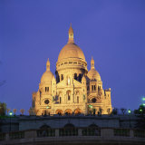 Sacre Coeur Illuminated at Dusk  Montmartre  Paris  France  Europe