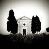Old Church of Vitaleta Flanked by Trees in Silhouette  San Quirico D'Orcia  Tuscany  Italy