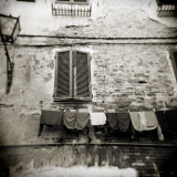 Laundry Hanging from Wall of Old Building  Siena  Tuscany  Italy