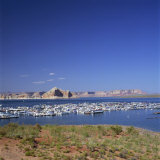 Boats for Recreation Moored on Lake Powell  at Page in Arizona  USA