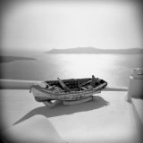 Wooden Boat on Roof Garden  Firostephani  Santorini  Cyclades  Greek Islands  Greece