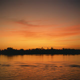River Nile at Sunset  Water Reflecting Evening Sky  in Egypt  North Africa  Africa
