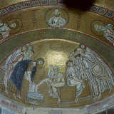 Mosaic Showing Jesus Christ Washing the Feet of Peter  in the Monastery of Hosios Lucas  Greece