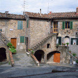 Old Houses on a Street in the Village of Monteciano in Tuscany  Italy  Europe