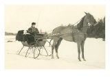 Woman and Infant in Horse-Drawn Sleigh