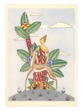 Woman with Gazelle and Surrealistic Plant