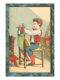 Victorian Boy with Punch and Judy Show for Dog