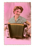 Hand-Tinted Woman Accordionist