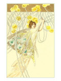 Butterfly Lady Hanging on Filigreed Flowers
