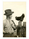 Farmer Talking to Rooster