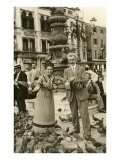 Feeding the Pigeons in the City Square
