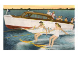 Women Waterskiing by Motorboat