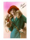French Woman with Binoculars  Bonne Annee