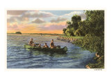 Boys Canoing on the Lake