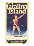 Woman Surfing on Catalina Island